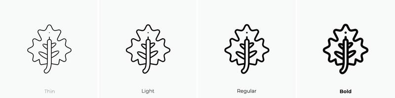 acero foglia icona. sottile, luce, regolare e grassetto stile design isolato su bianca sfondo vettore