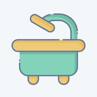 icona vasca da bagno. relazionato per igiene simbolo. scarabocchio stile. semplice design illustrazione vettore