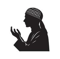 musulmano preghiere silhouette. preghiere simbolo illustrazione vettore
