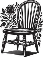 simpatico di legno sedia, nero colore silhouette vettore