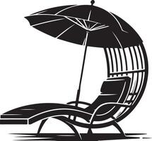 spiaggia sedia silhouette, nero colore silhouette vettore