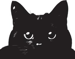 nero gatto sbirciando in giro angolo , nero colore silhouette vettore