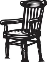 simpatico di legno sedia, nero colore silhouette vettore