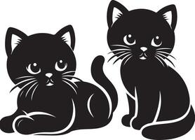 gattino, nero colore silhouette, nero colore silhouette vettore