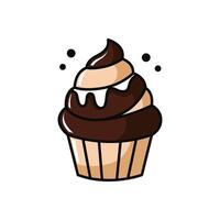 carino e semplice Marrone cioccolato Cupcake isolato su un' bianca sfondo vettore