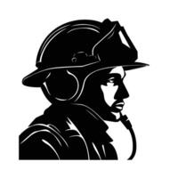 dettagliato silhouette di pompiere nel azione vettore