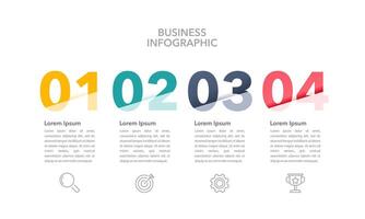 4 passaggi o processi Infografica numero design modello. vettore