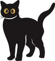 internazionale gatto giorno silhouette con giallo occhi. isolato cartone animato illustrazione vettore