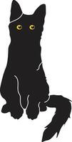 contento internazionale gatto giorno silhouette isolato su bianca sfondo. con kawaii giallo occhi. illustrazione design vettore