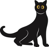 internazionale gatto giorno silhouette con giallo occhi. isolato cartone animato illustrazione vettore