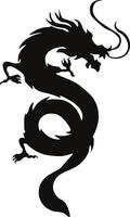 Cinese Drago silhouette, Cinese zodiaco. isolato nero silhouette su bianca sfondo. vettore
