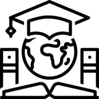 nero linea icona per globale formazione scolastica vettore