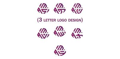 creativo 3 lettera logo progettazione, ams, amt, amu, amv, amw, amx, amy, vettore