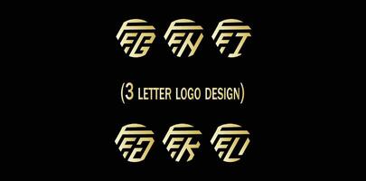creativo 3 lettera logo disegno,ffg,ffh,ffi,ffj,ffk,ffl, vettore