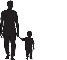 piatto design padre e figlio silhouette vettore