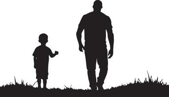 piatto design padre e figlio silhouette vettore