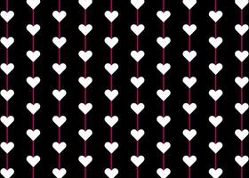 bianca rosa e nero sospeso cuori su linea ghirlande modello amore sfondo vettore