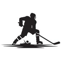 hockey silhouette nero piatto illustrazione. vettore