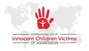 internazionale giorno di innocente bambini vittime di aggressione osservato ogni anno nel giugno. modello per sfondo, striscione, carta, manifesto con testo iscrizione. vettore