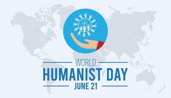 mondo umanista giorno osservato ogni anno nel giugno. modello per sfondo, striscione, carta, manifesto con testo iscrizione. vettore