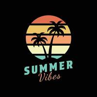estate vibrazioni logo design tropicale isola con palma vettore