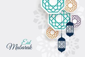 eid Festival decorativo lampade con islamico modello design vettore