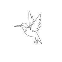 disegno a linea continua di adorabili colibrì per l'identità del logo aziendale. piccolo concetto di mascotte di uccelli di bellezza per il parco nazionale di conservazione. illustrazione di disegno di un disegno vettoriale di una linea