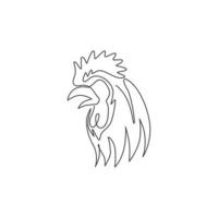 disegno a linea continua di un gallo coraggioso per l'identità del logo della squadra di e-sport. concetto di mascotte del gallo per l'icona del gruppo di gioco online. illustrazione vettoriale grafica di design moderno di una linea di disegno