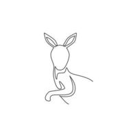 un disegno a linea continua di una divertente testa di canguro per l'identità del logo dello zoo nazionale. animale wallaby dal concetto di mascotte australia per l'icona del parco di conservazione. illustrazione vettoriale di disegno a linea singola