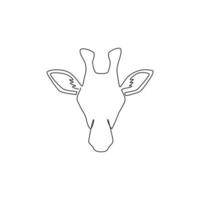 un disegno a linea singola della testa di giraffa per l'identità del logo safari. adorabile giraffa mascotte animale concetto per l'icona del parco nazionale di conservazione dell'africa. illustrazione vettoriale di disegno di disegno di linea continua