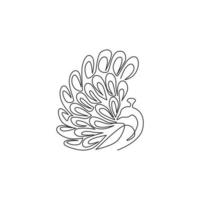 un disegno a tratteggio continuo di bellezza adorabile pavone per l'identità del logo aziendale. grande e grazioso concetto di mascotte di uccelli per l'icona dello zoo nazionale. grafica moderna dell'illustrazione di vettore di disegno di disegno di linea singola