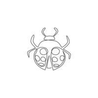 disegno a una linea di adorabile coccinella per l'identità del logo aziendale. piccolo concetto di mascotte insetto per l'icona del club amante degli insetti. illustrazione grafica vettoriale di disegno di disegno di linea continua moderna
