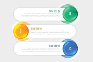 tre passaggi bianca Infografica banner vettore