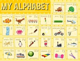 Grafico ad alfabeto con lettere e parole vettore