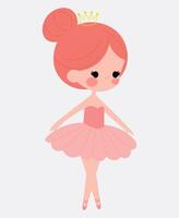carino ballerina adorabile illustrazione, nero ballerina con rosa tonica Abiti vettore