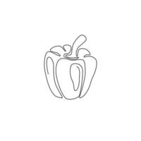 una linea continua che disegna tutta la paprika organica sana per l'identità del logo della piantagione. concetto di peperone fresco per icona di frutta e verdura. illustrazione grafica vettoriale di design moderno a linea singola