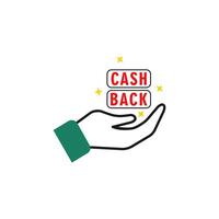 icona mano Tenere moneta cashback vettore