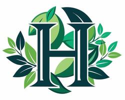 foglia mondo lettera h logo illustrazione vettore