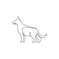 disegno a linea continua di un'icona semplice e carina di un cucciolo di pastore tedesco. concetto di vettore dell'emblema del logo animale da compagnia. illustrazione grafica di design alla moda di una linea di disegno