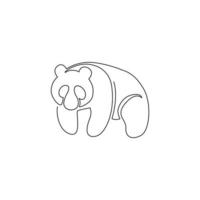 disegno a linea continua di un panda divertente per l'identità del logo aziendale. concetto di icona dell'azienda dalla forma di animale mammifero carino. illustrazione moderna di disegno grafico di disegno di vettore di una linea