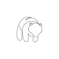 disegno a linea continua di un simpatico orso elegante per l'identità del logo aziendale. concetto di icona dell'azienda dalla forma di animale selvatico. illustrazione grafica di disegno vettoriale di disegno vettoriale di una linea alla moda