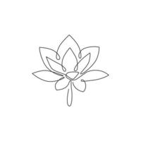 un disegno a tratteggio continuo di loto fresco di bellezza per il logo aziendale della spa. concetto di fiore di ninfea decorativo stampabile per poster di decorazione della parete di casa. illustrazione vettoriale di disegno grafico a linea singola