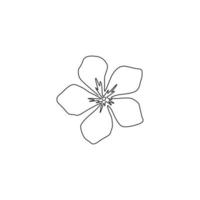 un disegno a linea continua bellezza pervinca fresca per il logo del giardino. concetto di fiore di catharanthus decorativo stampabile per la decorazione della parete di casa poster art. illustrazione vettoriale di design moderno a linea singola