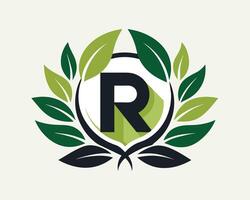 foglia mondo lettera r logo illustrazione vettore