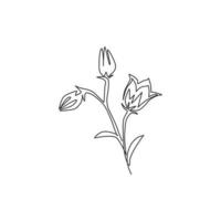 singola linea continua disegno bellezza fresca pianta perenne per la stampa di poster per la decorazione della parete di casa. fiore campanula decorativo stampabile per ornamento di carte. illustrazione vettoriale di design moderno a una linea di disegno