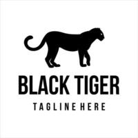 leopardo nero logo modello, silhouette simbolo di tigre design isolato su bianca sfondo. vettore