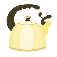 teiera in metallo dorato con manico per acqua bollente, bollitore per caffè e tè. illustrazione del disegno di utensili da cucina per cucinare, illustrazione in vettoriale