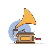 illustrazione grammofono piatto cartone animato design stile. vettore