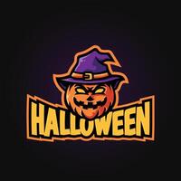 zucca testa Halloween portafortuna esport logo design vettore