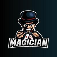 mago mascotte esport logo design vettore